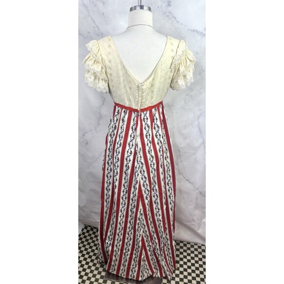 Vtg 70s Princess Kaiulani Hawaiian Maxi Floral Dress M Short Puff Sleeves Eyelet - Picture 12 of 16